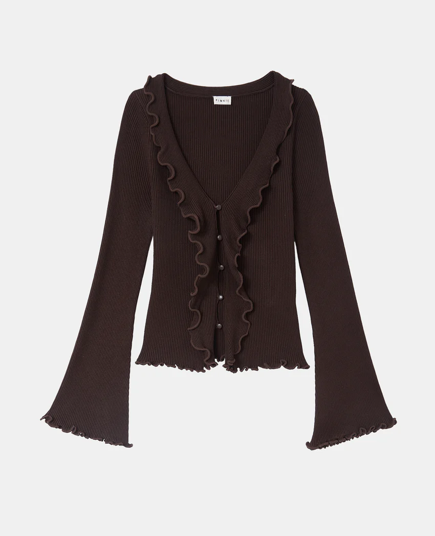 Pimkie Gilet maille côtelée avec volants et bords ondulés