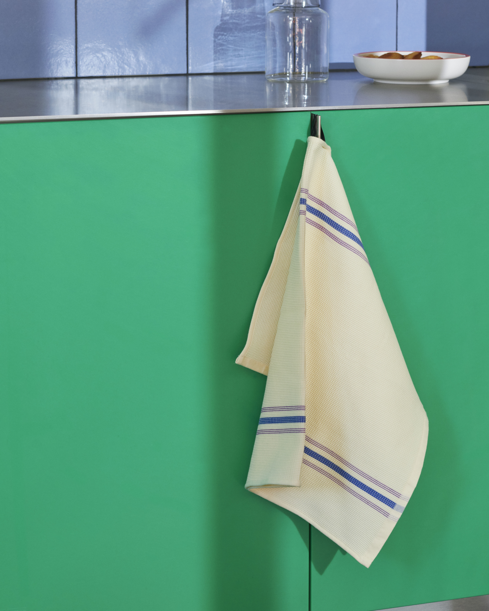 Theedoek Canteen creme/blauw