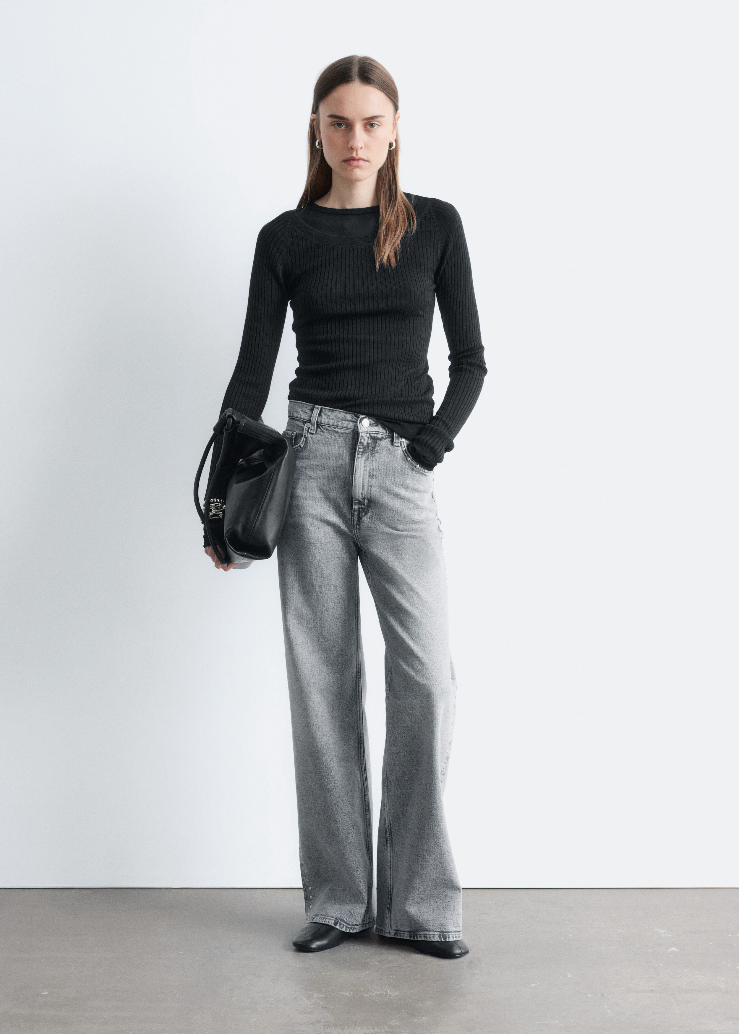 & Other Stories STUDDED WIDE-LEG JEANS