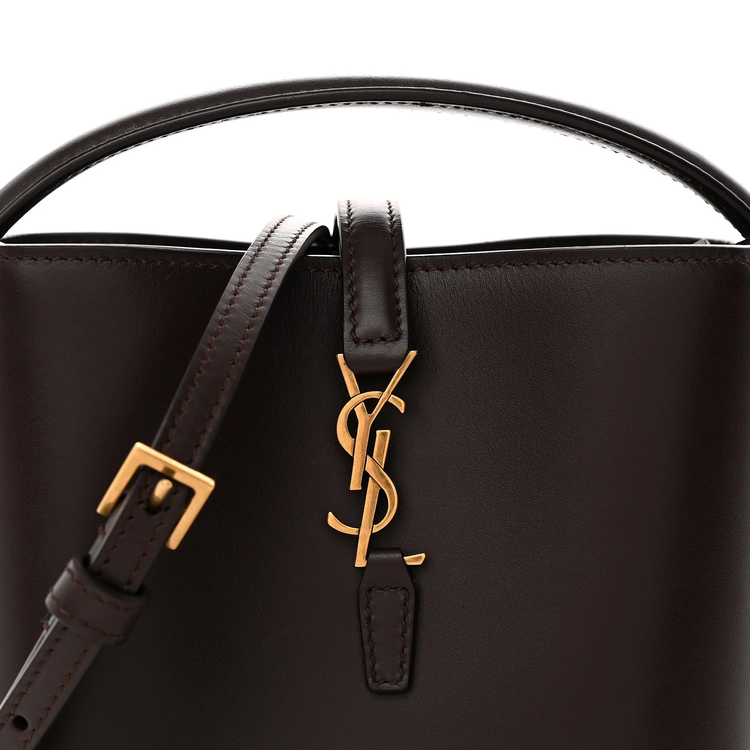 Shiny Calfskin Le 37 Mini Bucket Bag Dark Sweet Chocolate - Top Club