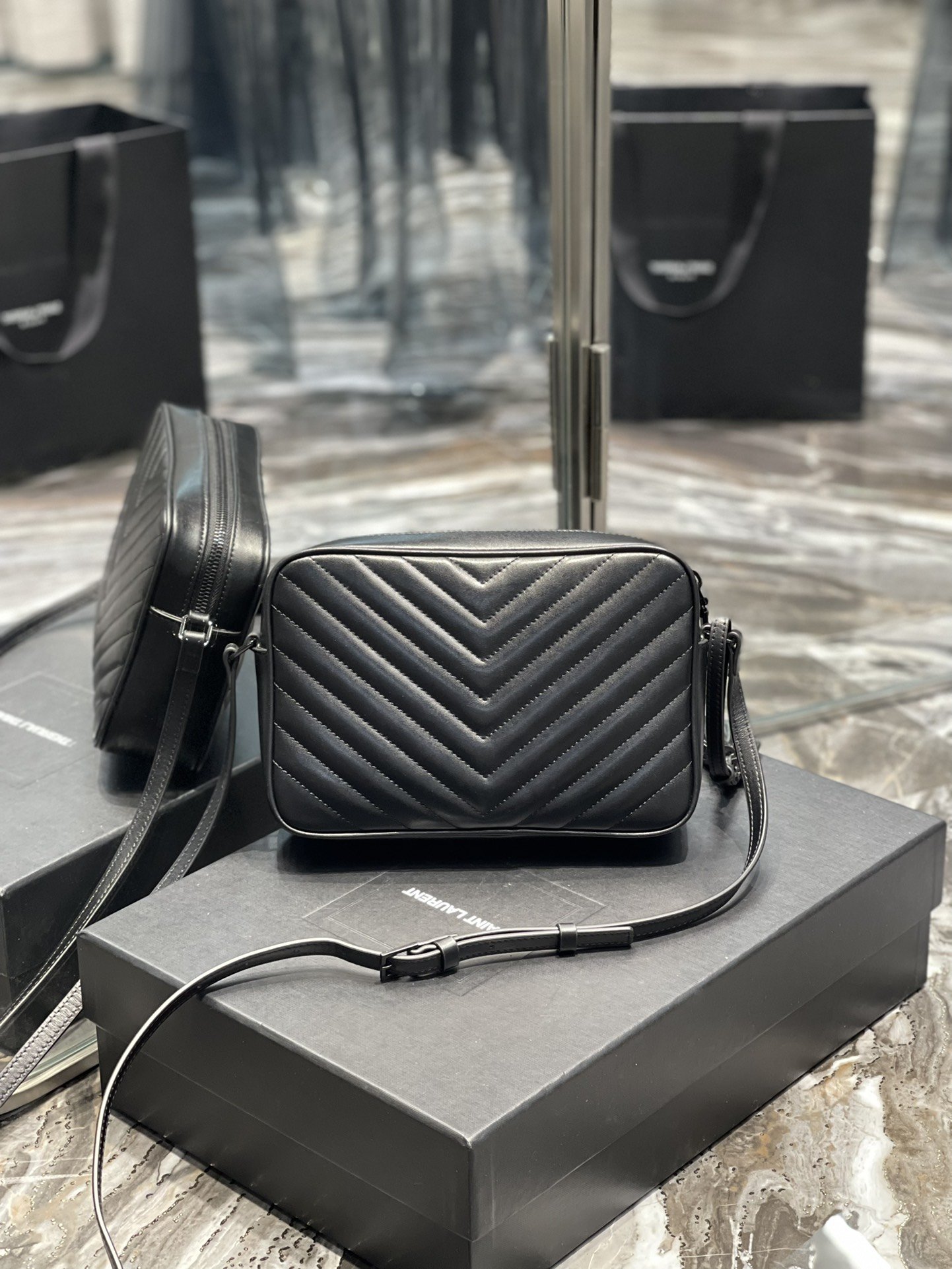 Y Lou Camera Bag Black With Metal Hardware - Top Club