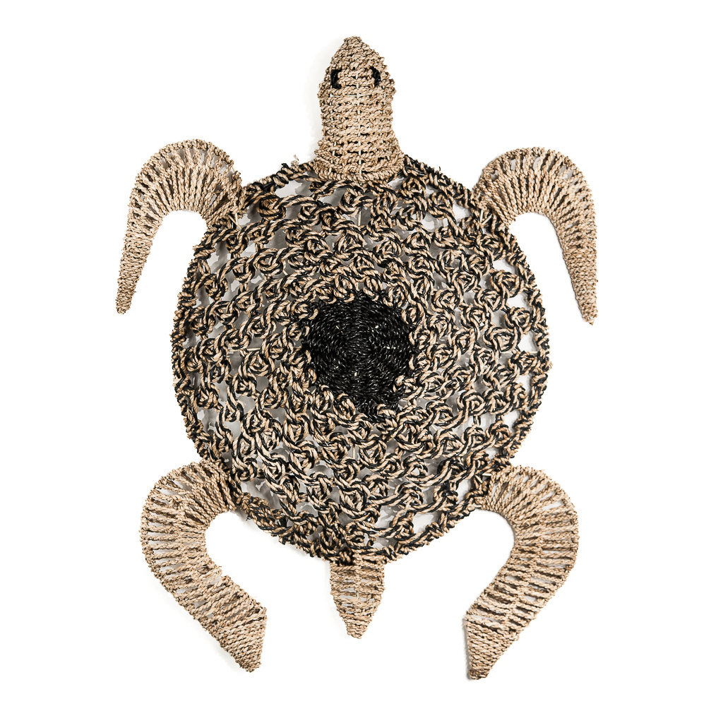 Decoratie wandornament Seagrass schildpad zwart