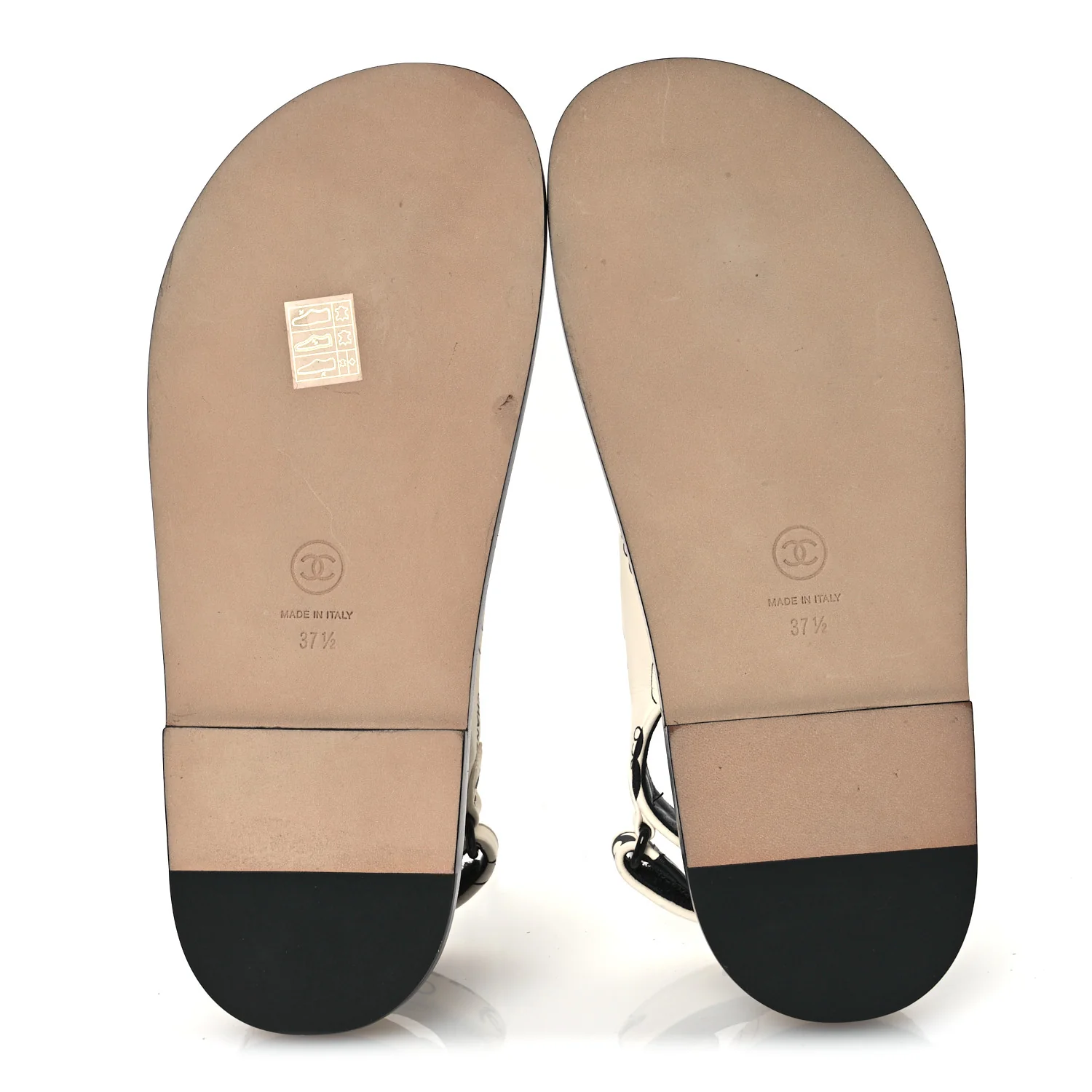 Lambskin Printed CC Velcro Dad Sandals 37.5 White Black - Top Club