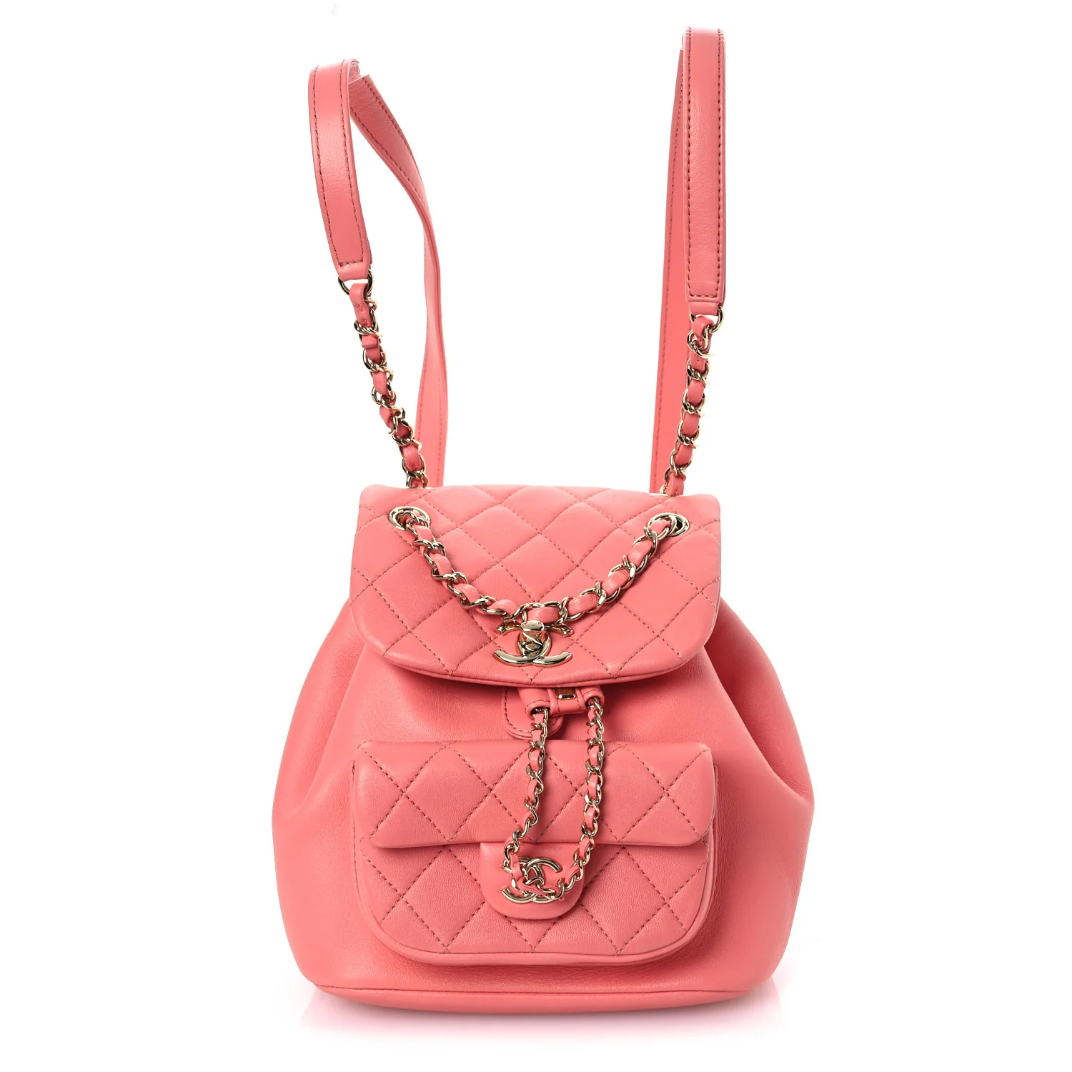Lambskin Quilted Small Duma Drawstring Backpack Pink - Top Club