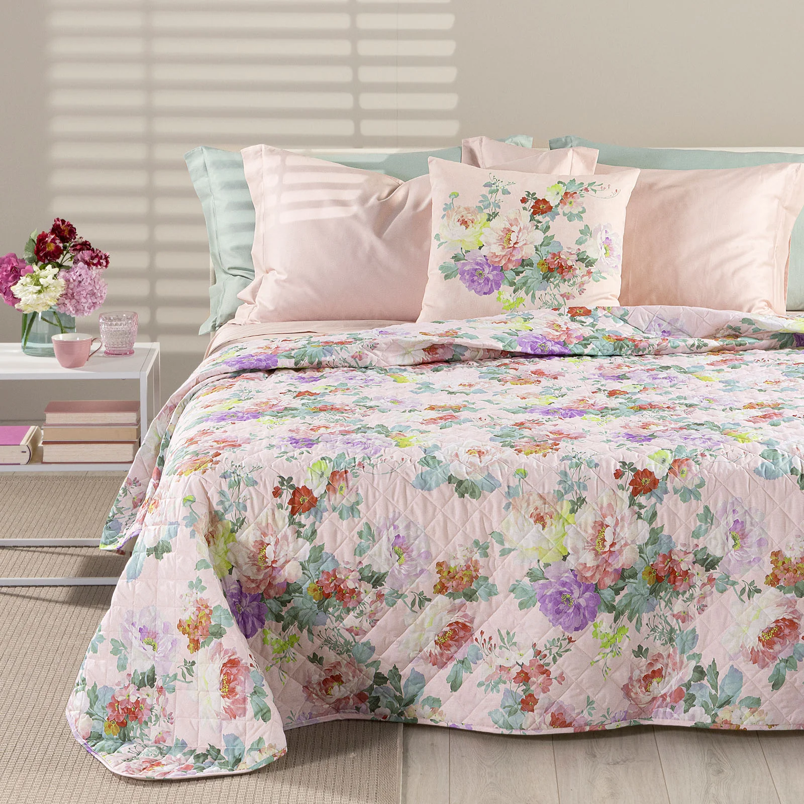 Copriletto Trapuntato In Cotone Giardino Matrimoniale Unica Caleffi