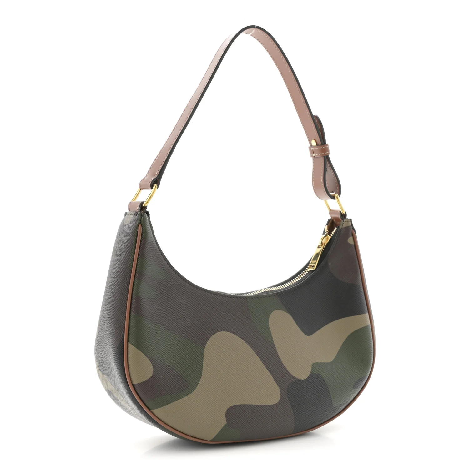 Canvas Calfskin Camouflage Ava Logo Triomphe Shoulder Bag Khaki - Top Club