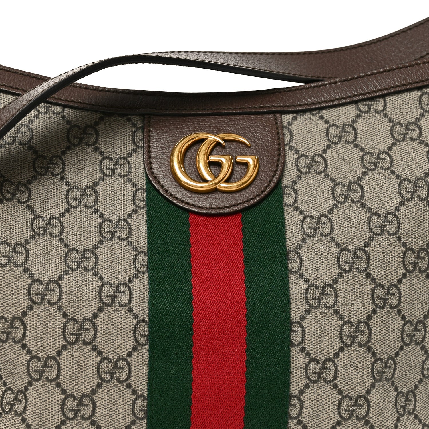 GG Supreme Monogram Web Small Ophidia Half Moon Hobo Brown - Top Club