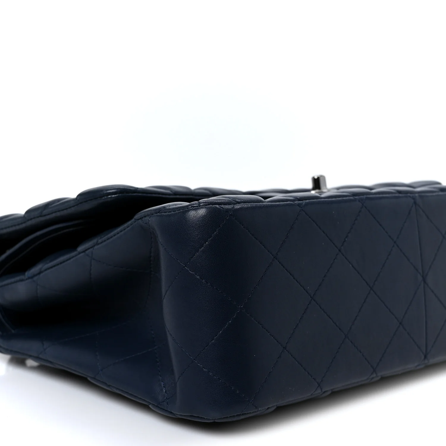 Lambskin Quilted Jumbo Double Flap Navy - Top Club