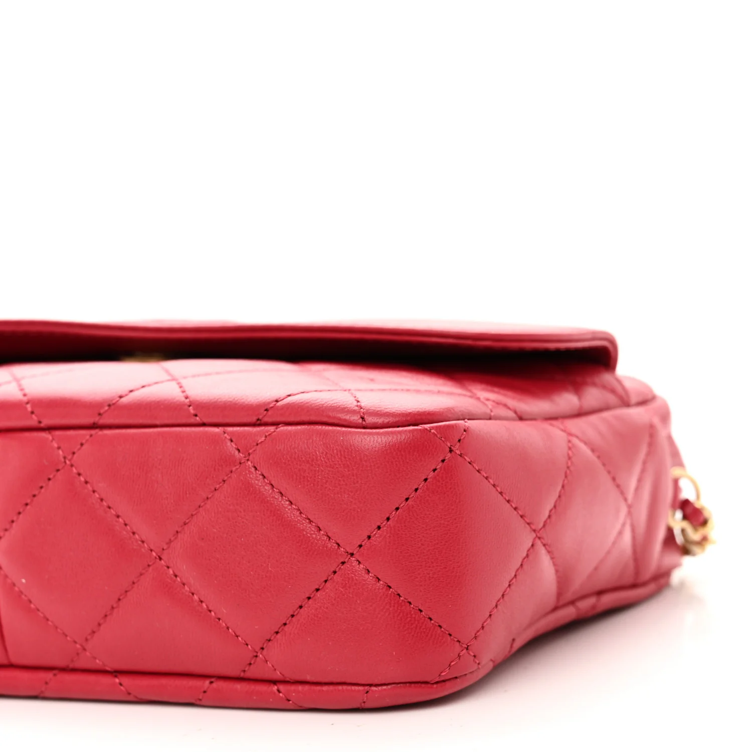 Lambskin Quilted Chain & Tassel Small Camera Case Fuchsia - Top Club