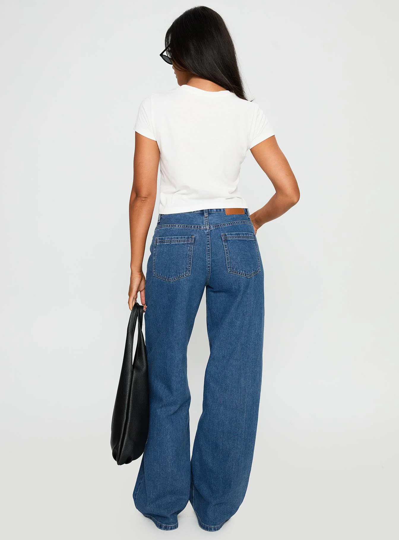 Taji Mid Rise Wide Leg Jeans Dark Blue