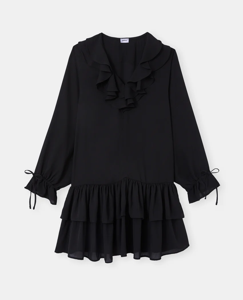 Pimkie Robe à volants manches longues encolure V