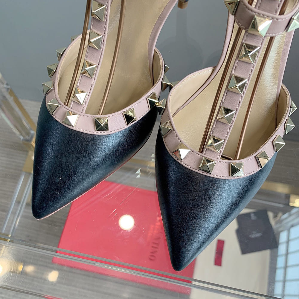 VALENTINO ROCKSTUD Wrap-around ankle strap rivet high heels (heel height 6.5 cm) - Top Club