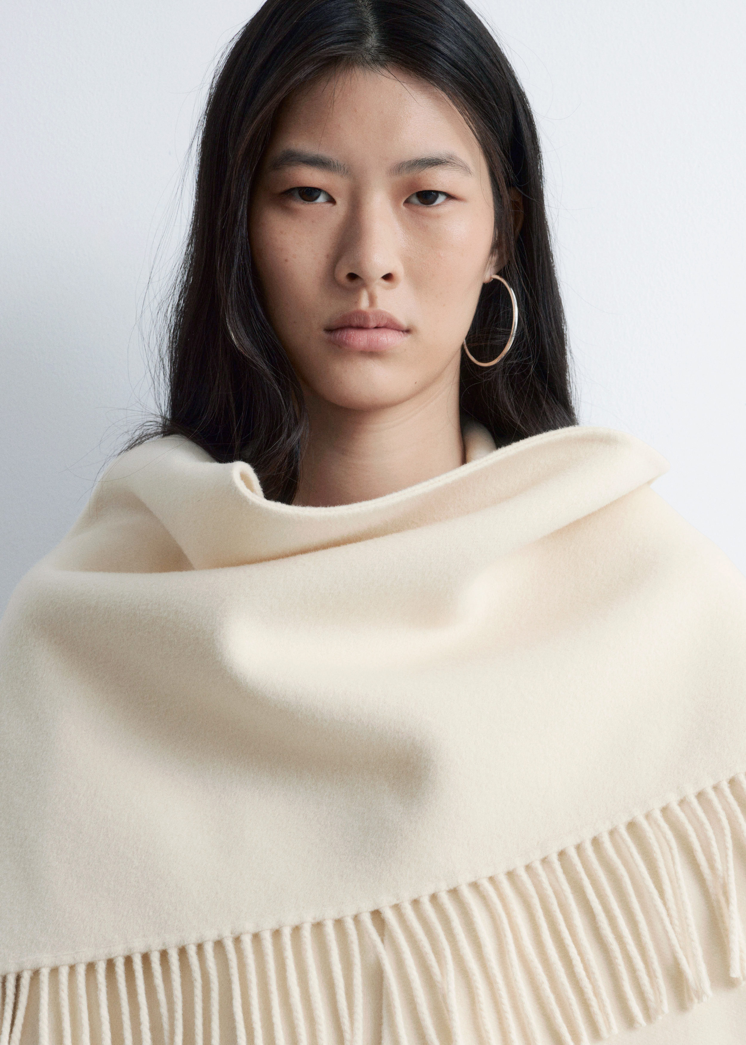 & Other Stories FRINGED SHAWL WOOL COAT