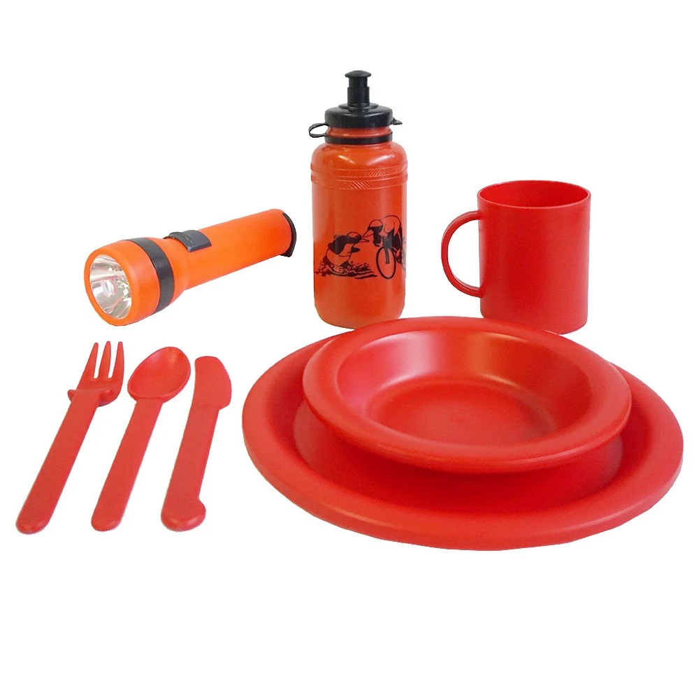 COLONIAS PRO children's camping pack - tableware + canteen + flashlight