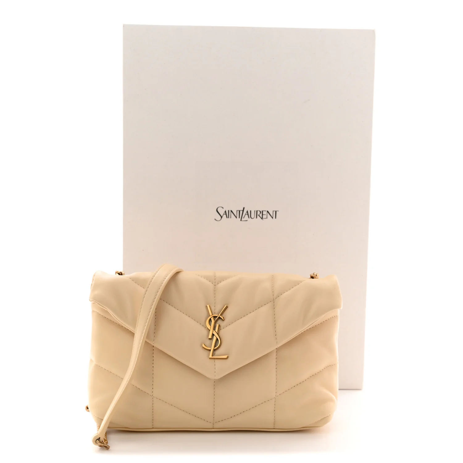 Lambskin Quilted Toy Loulou Puffer Monogram Chain Satchel Jaune Pale - Top Club