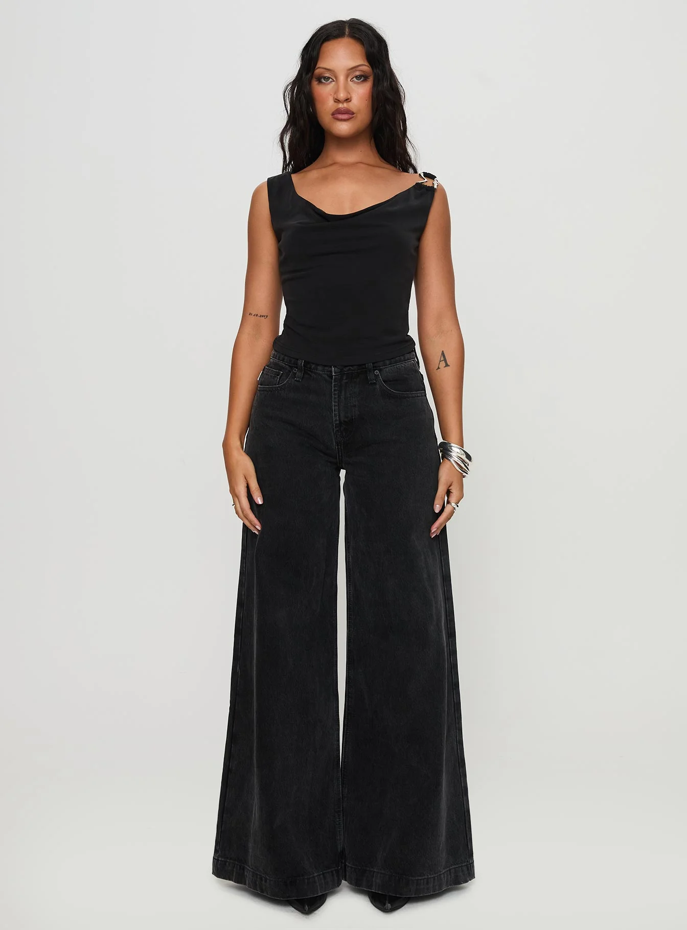 Toby Low Rise Baggy Jeans Charcoal