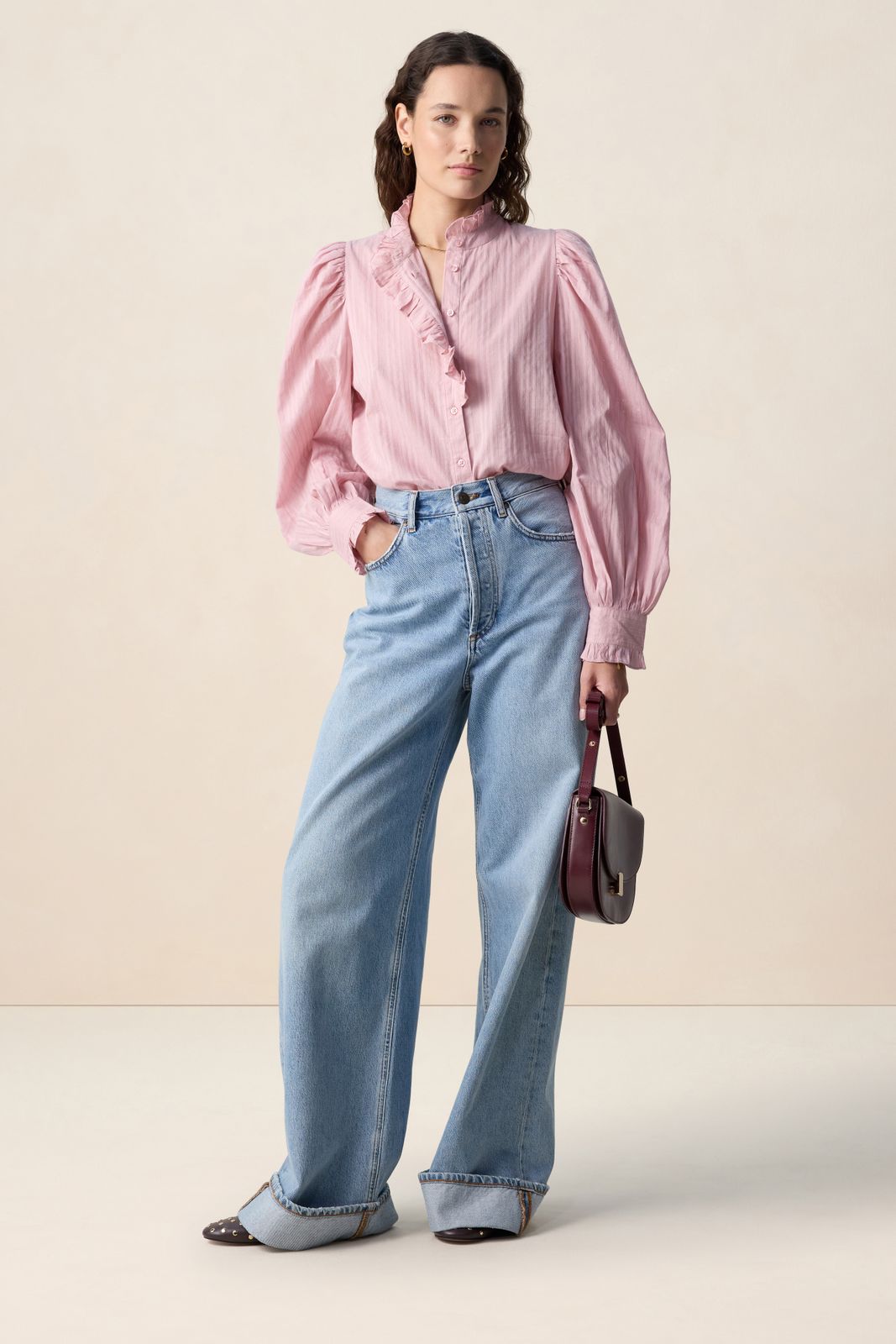 Roze blouse met lurex