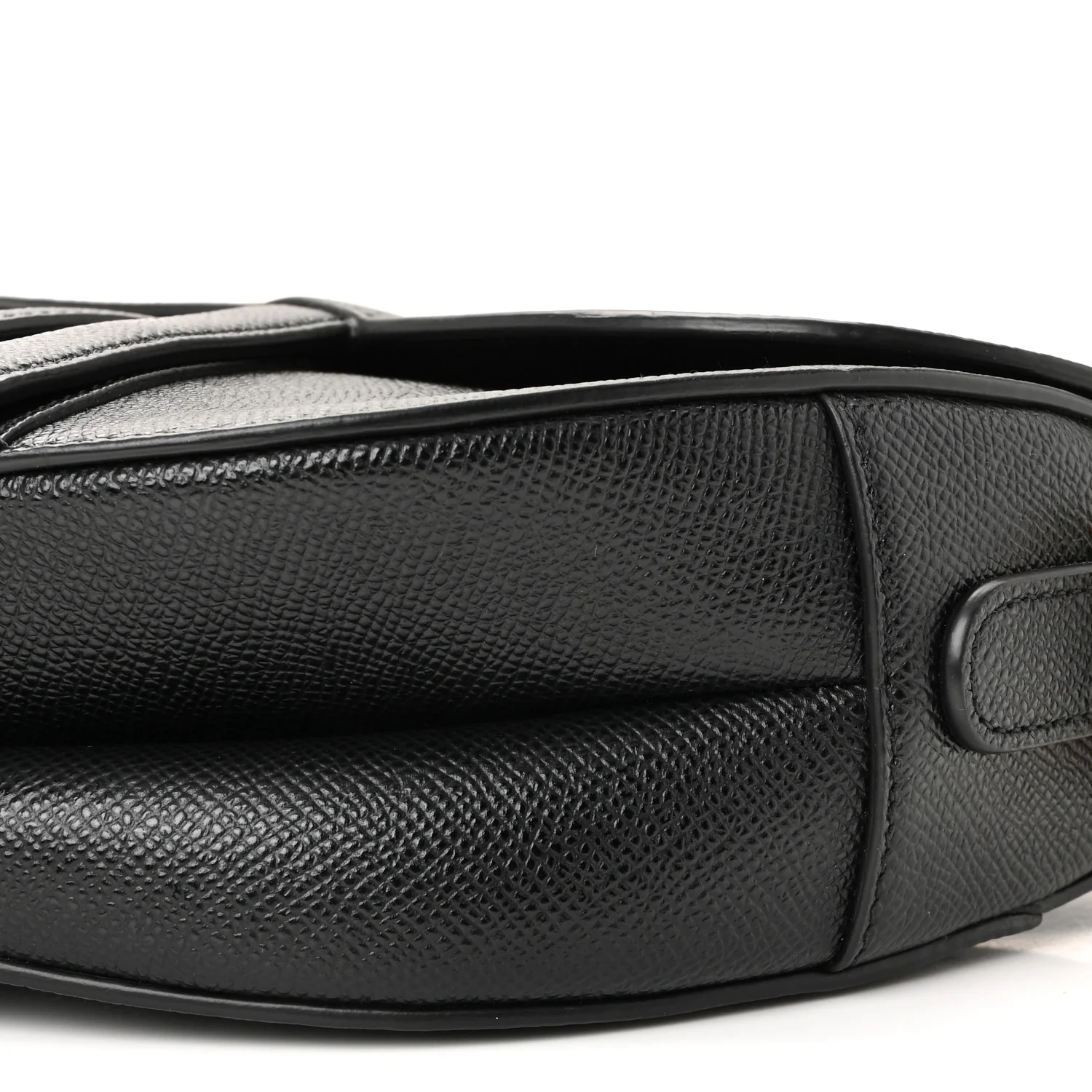 Grained Calfskin Saddle Bag With Strap Black - Top Club