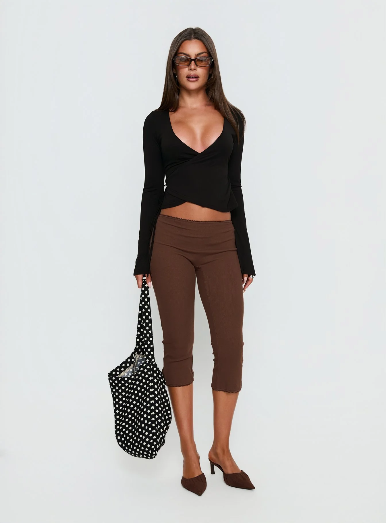 Baseline Rib Capri Pants Chocolate
