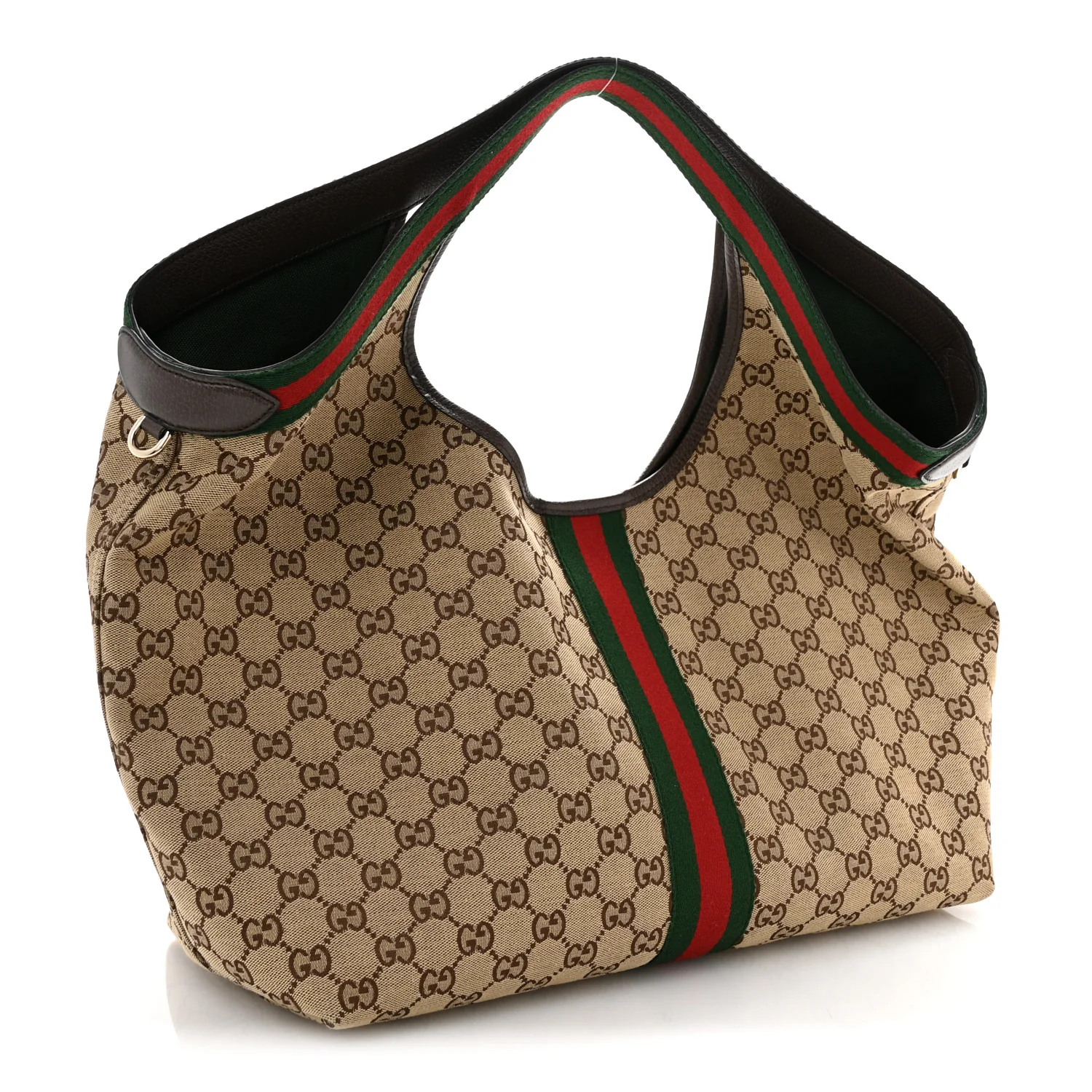 GG Monogram Web Large Giglio Tote Beige Brown - Top Club
