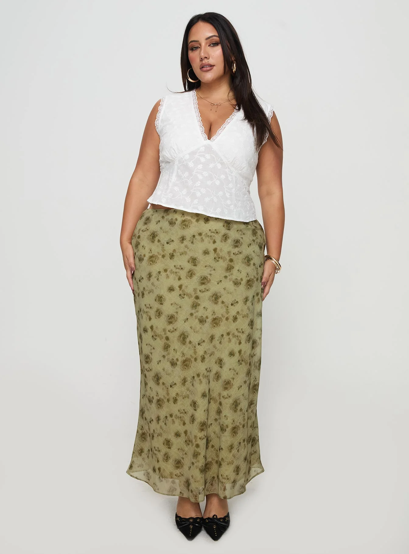 Piazia Maxi Skirt Green Curve
