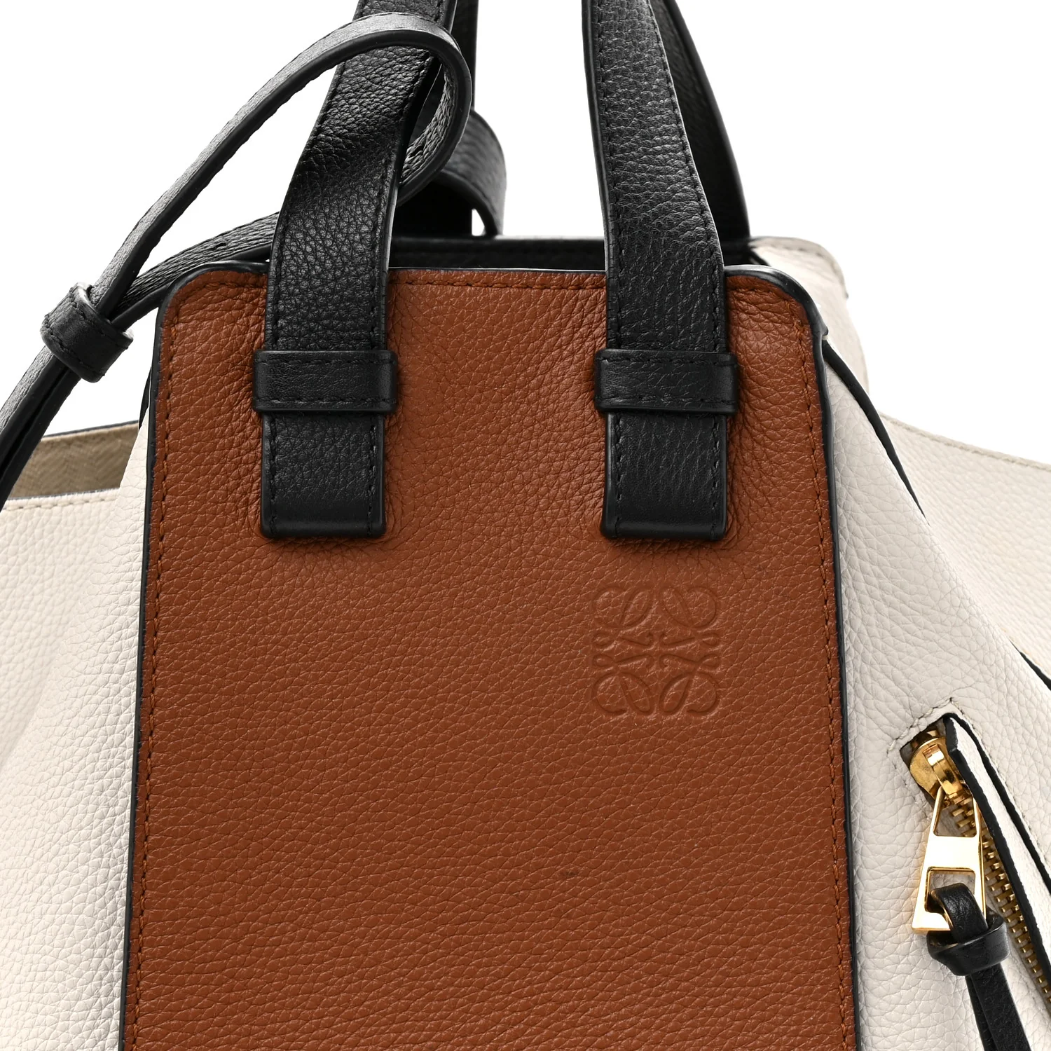 Calfskin Small Hammock Shoulder Bag Tan Ivory Black - Top Club