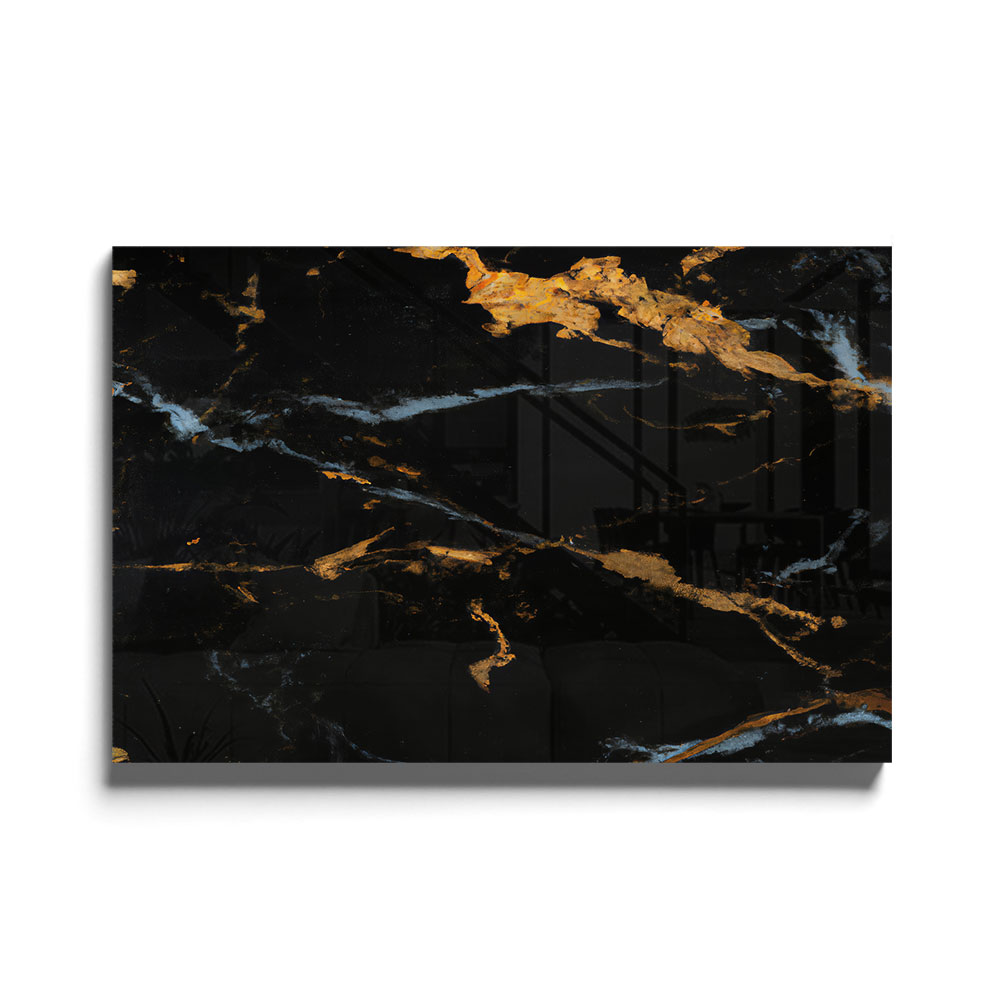 Walljar acrylglas schilderij - Dark Marble Acrylglas schilderij - 150 x 225 cm