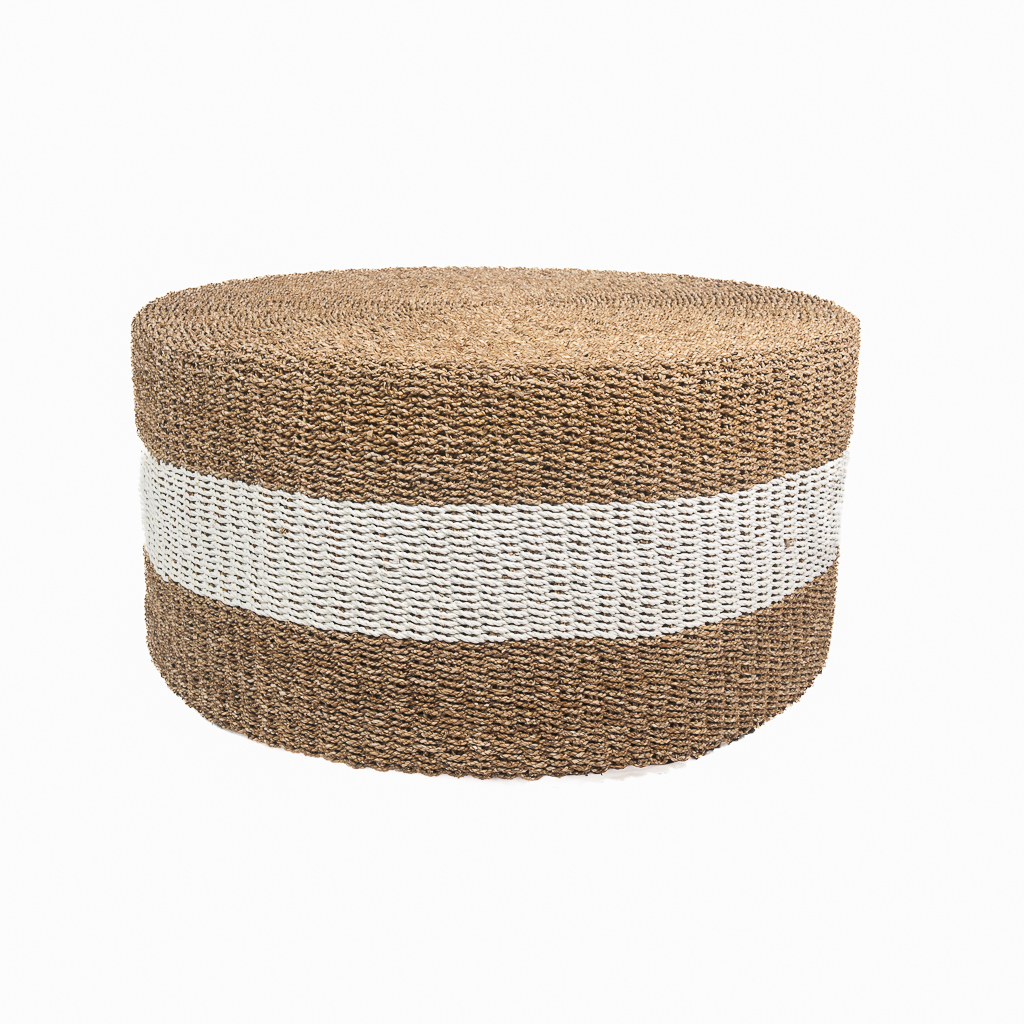 Seagrass koffietafel / salontafel  Ø100cm naturel/wit