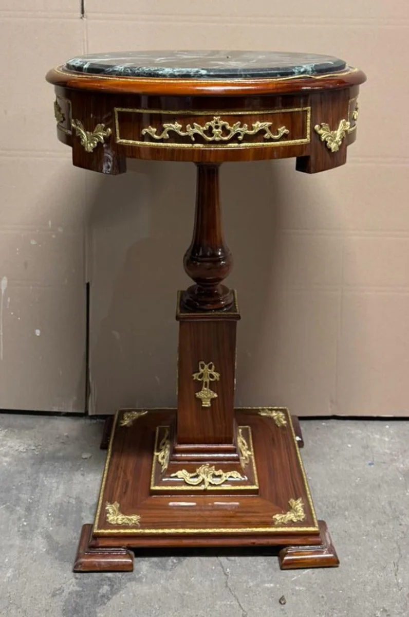Baroque side table with marble top brown / gold / black H. 84 cm