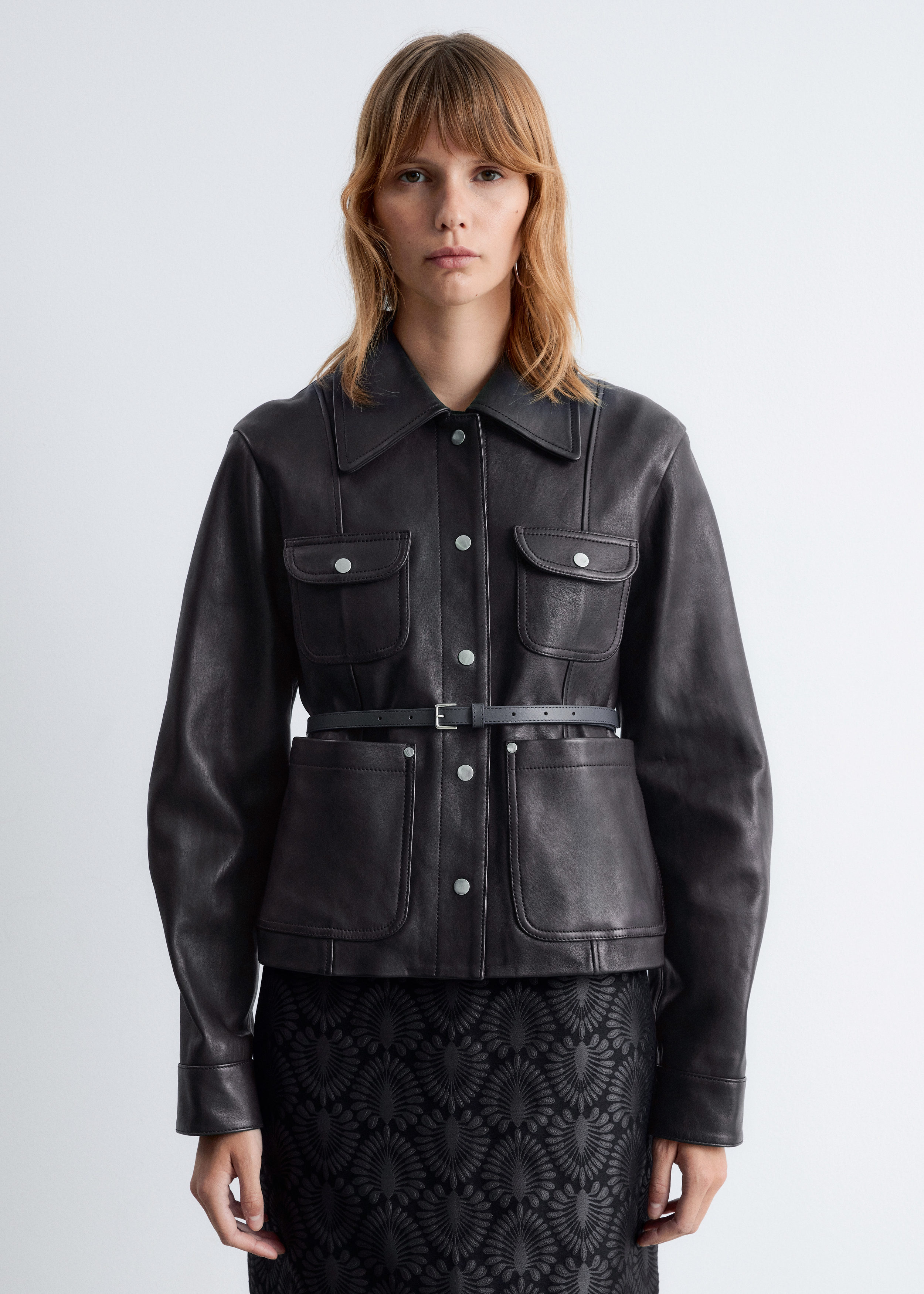 & Other Stories PATCH-POCKET LEATHER JACKET