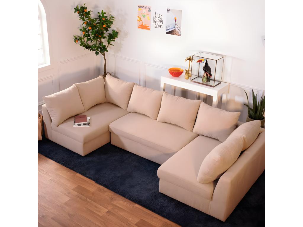 Sofá modular 5 plazas - poliéster - beige