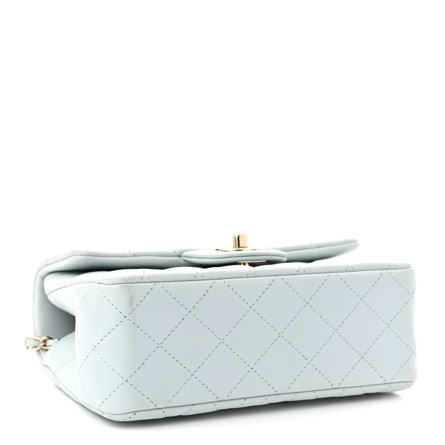 Lambskin Quilted Mini Top Handle Rectangular Flap Light Blue - Top Club