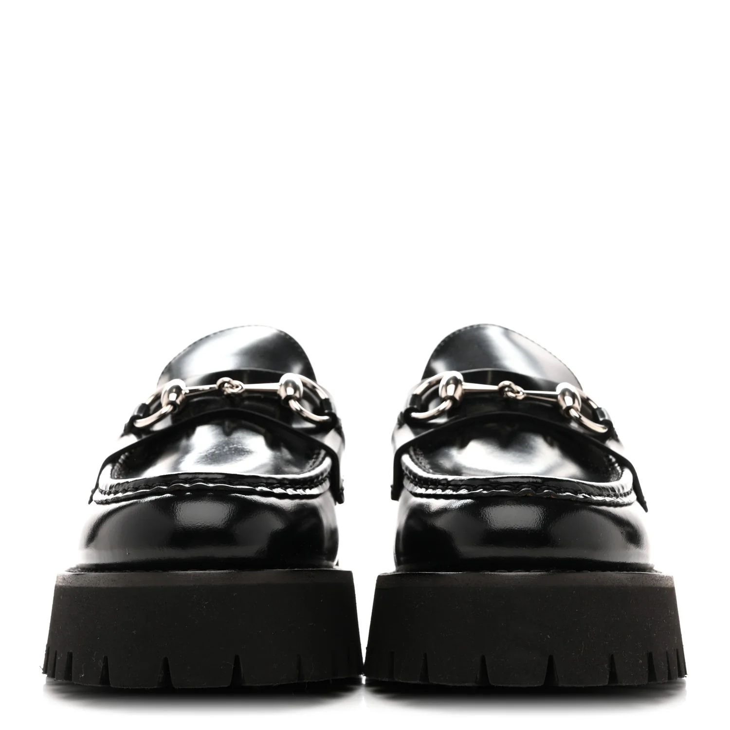 Cordovan Lux Womens Horsebit 45mm Platform Loafers 39.5 Black - Top Club