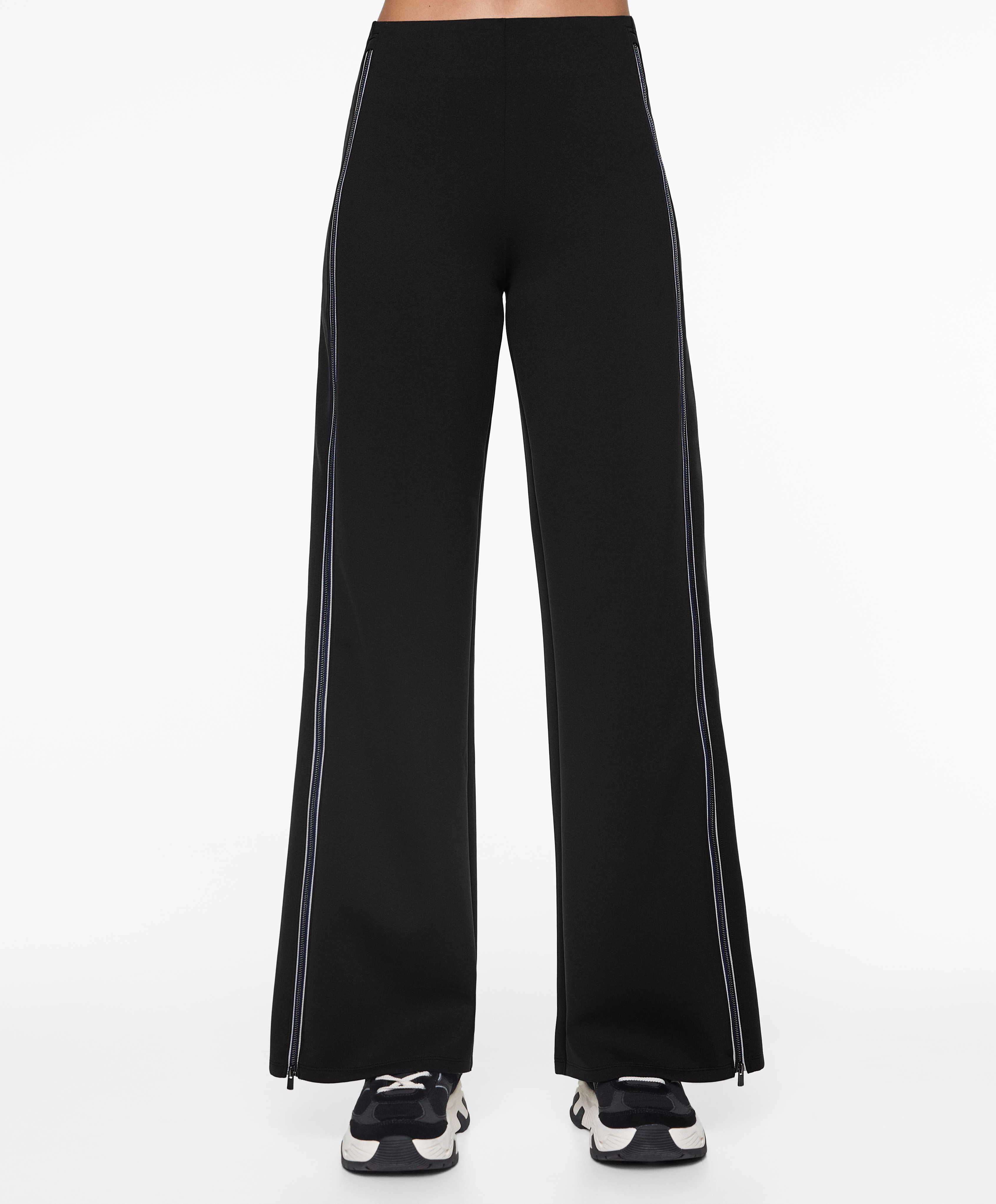OYSHO Neoprene-effect straight-leg zip trousers
