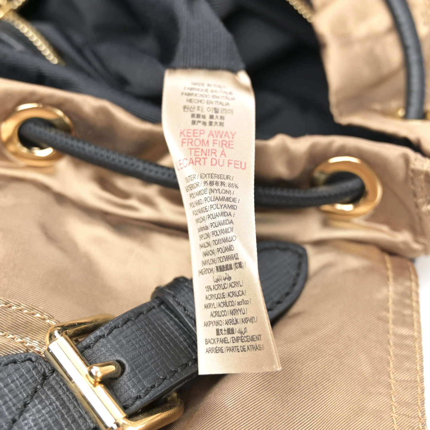 Metallic Satin Nylon Medium Rucksack Backpack Gold - Top Club