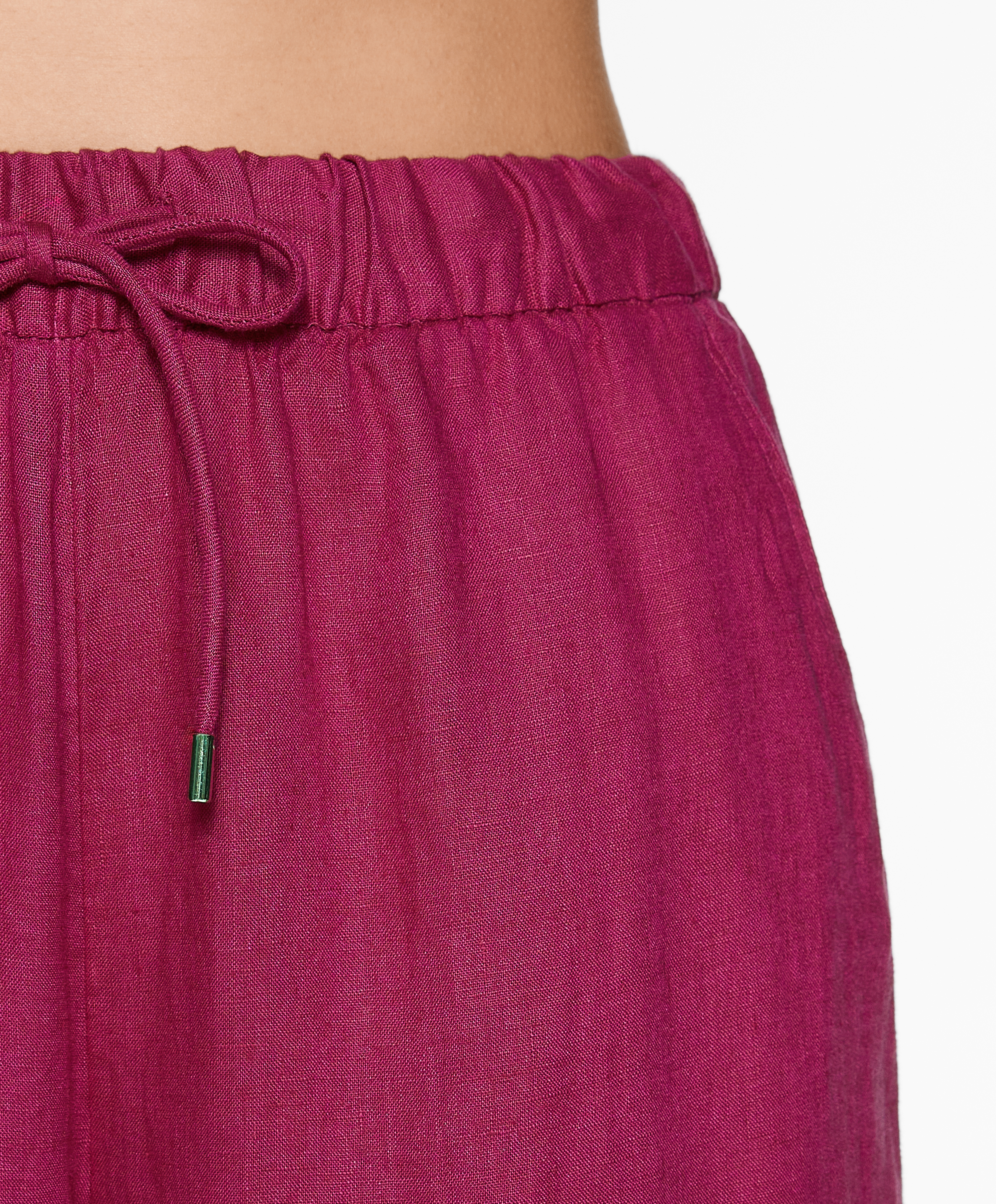 OYSHO 100% linen wide straight-leg trousers
