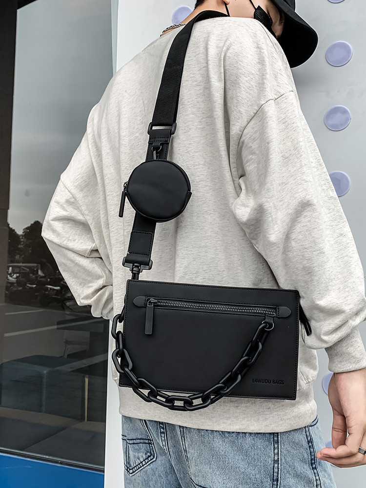New men's crossbody bag, trendy brand box bag, unisex shoulder crossbody bag, chain fashion versatile small square bag