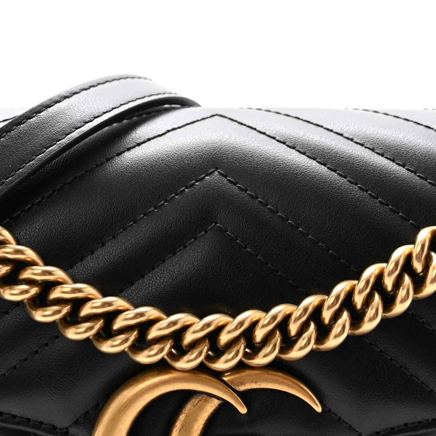 Calfskin Matelasse Small GG Marmont Shoulder Bag Black - Top Club
