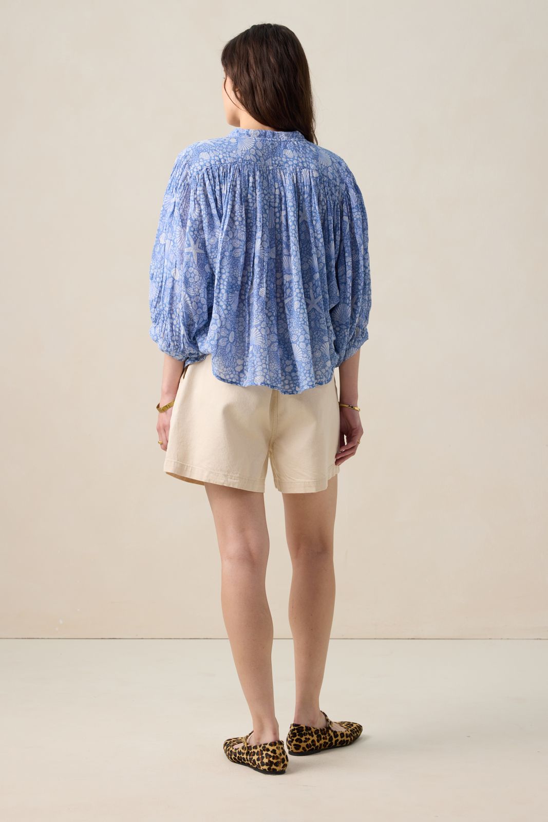 Blauwe oversized blouse met print