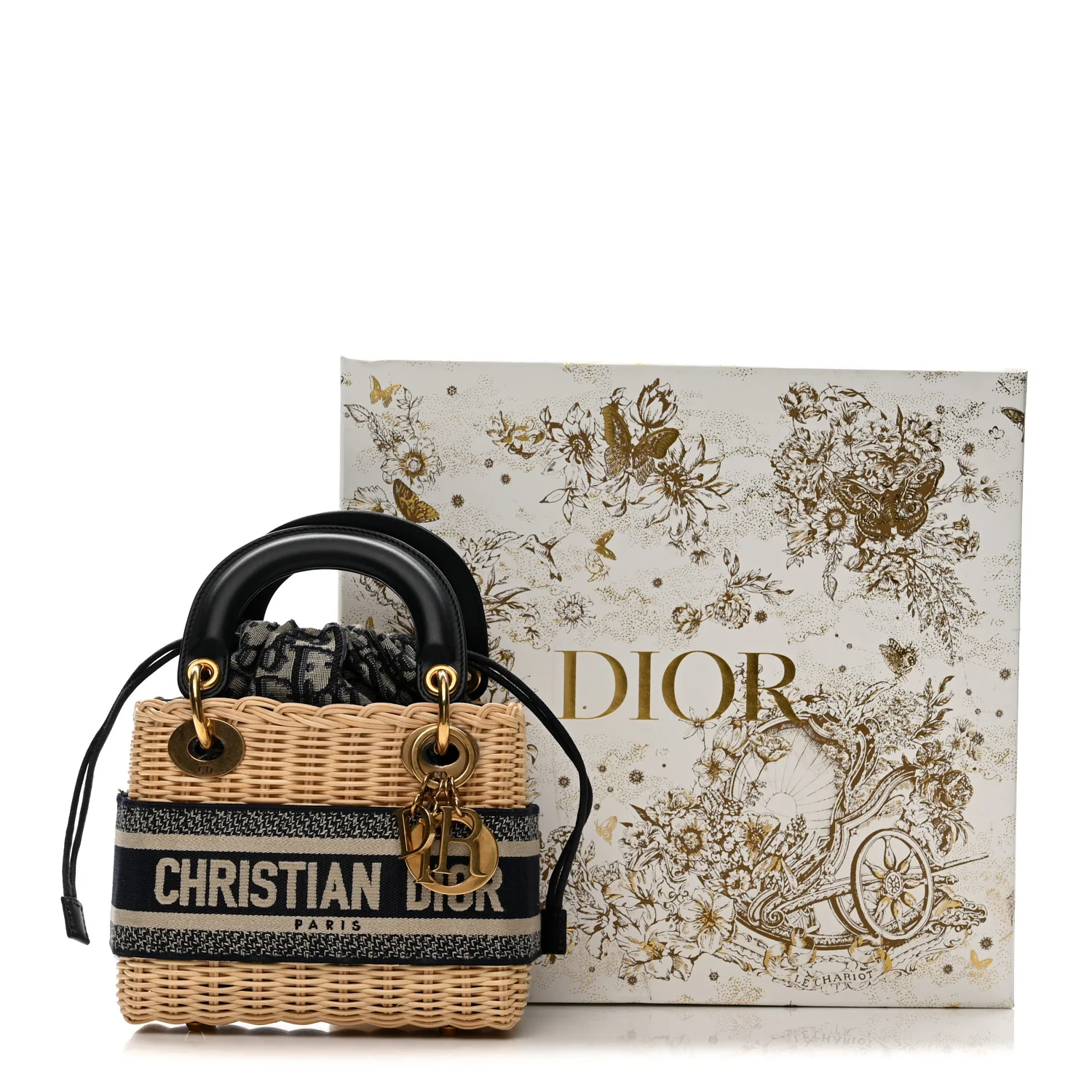 Wicker Oblique Mini Lady Dior Bag Blue - Top Club