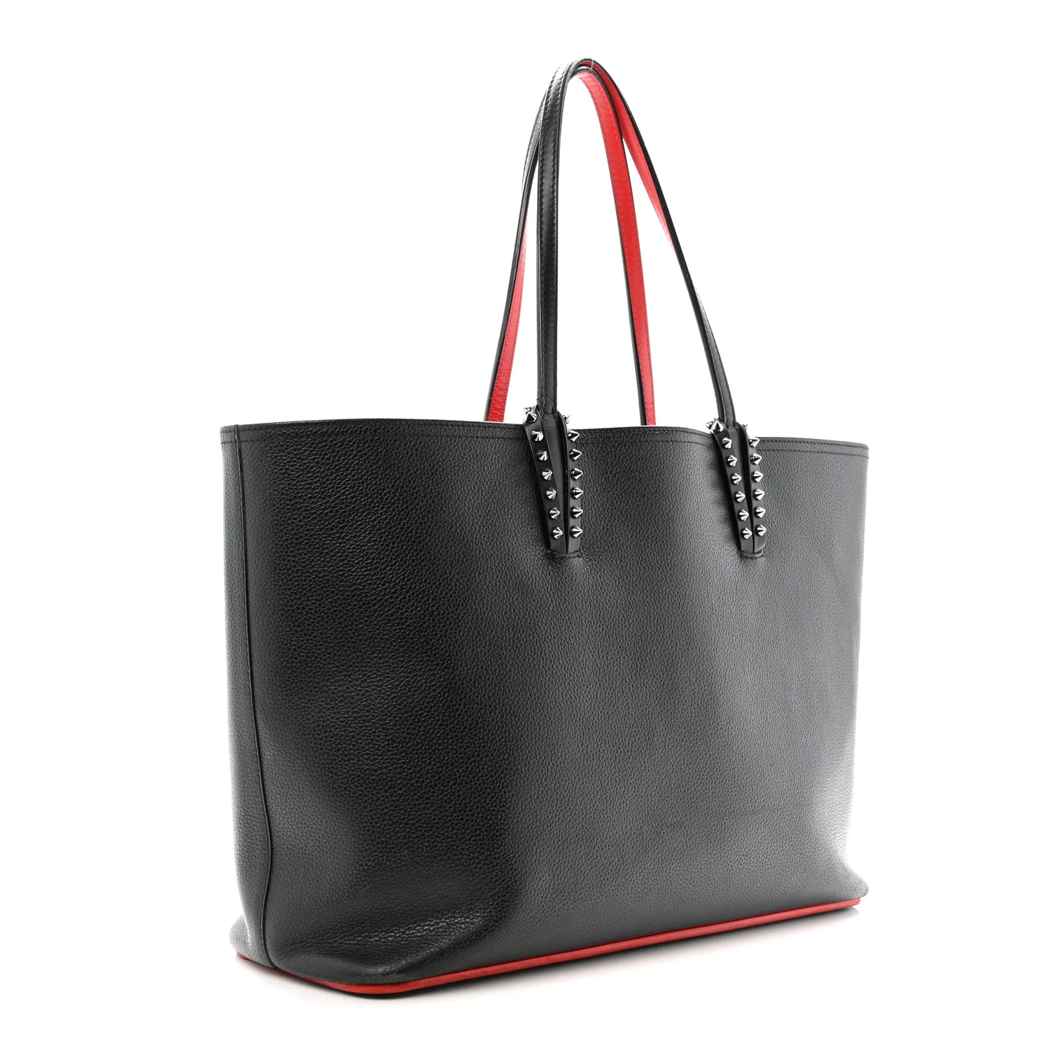 Calfskin Empire Spikes East West Cabata Tote Black - Top Club
