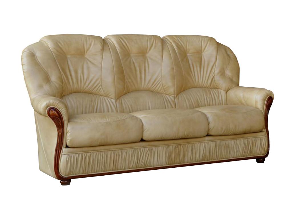 Sofá 3 plazas 100% piel de búfalo - beige