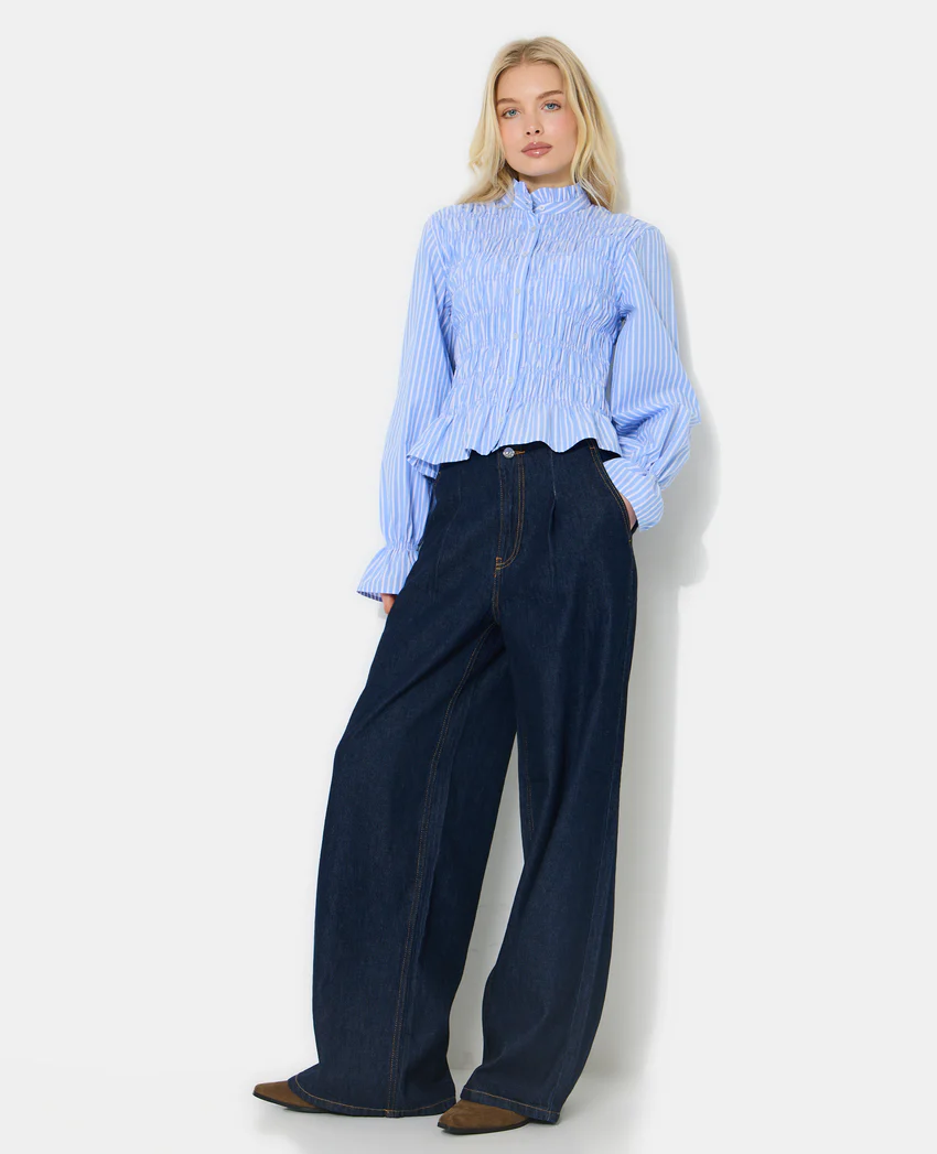 Pimkie Chemise smockée et rayé avec manches ballons