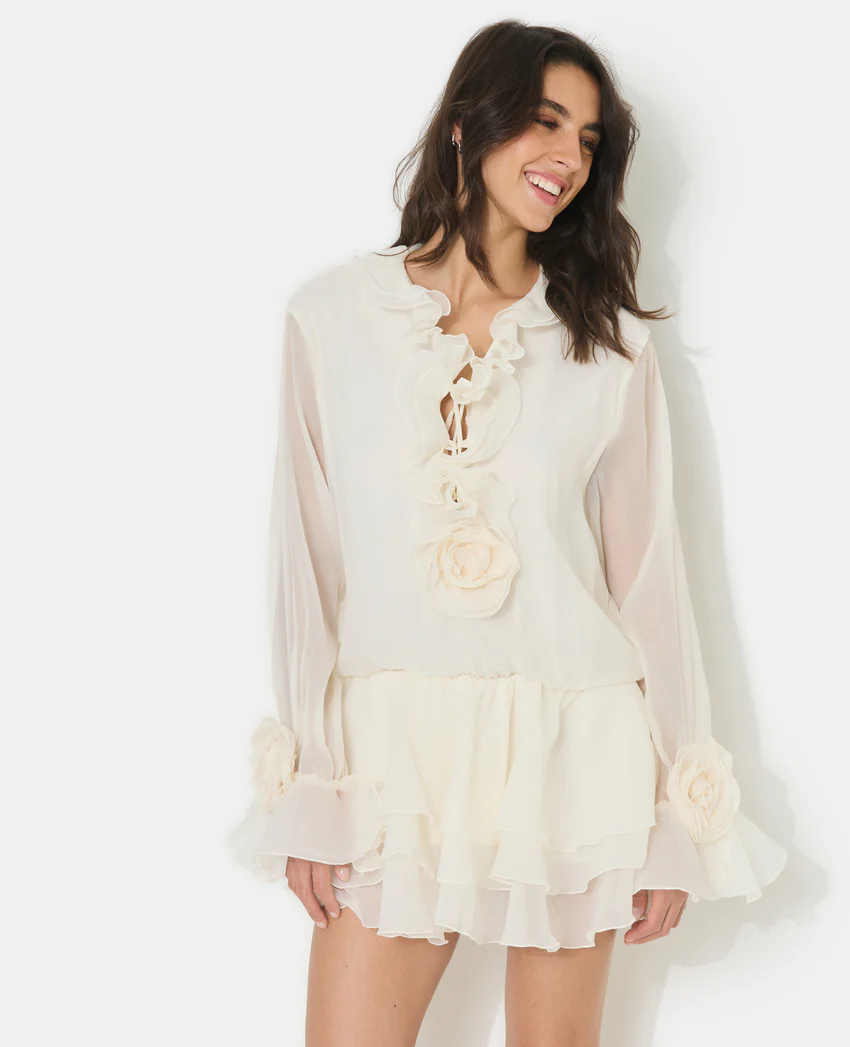 Pimkie Robe courte en voile avec volants et fleurs