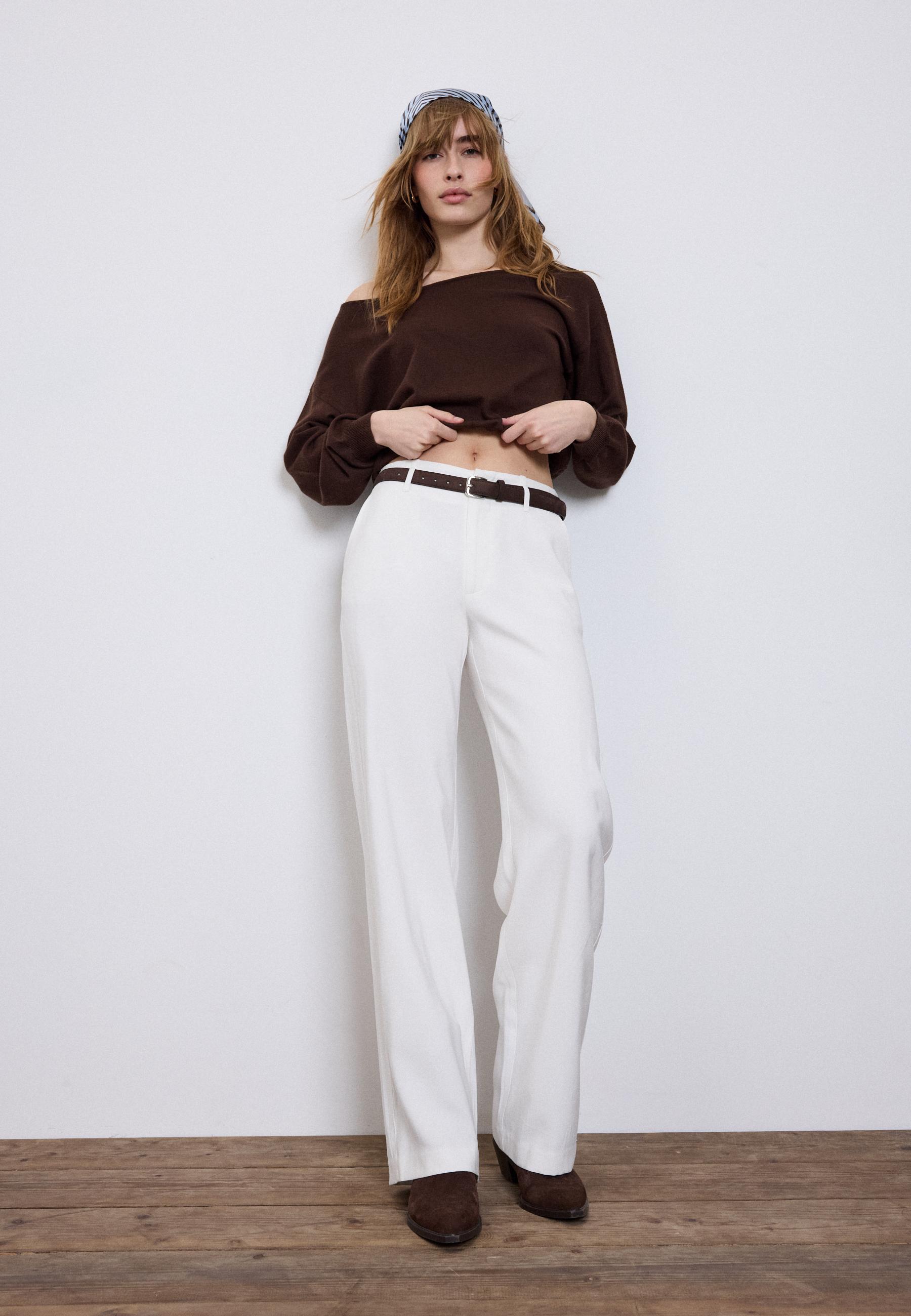 FLOWING STRAIGHT-LEG SMART TROUSERS WITH BELT