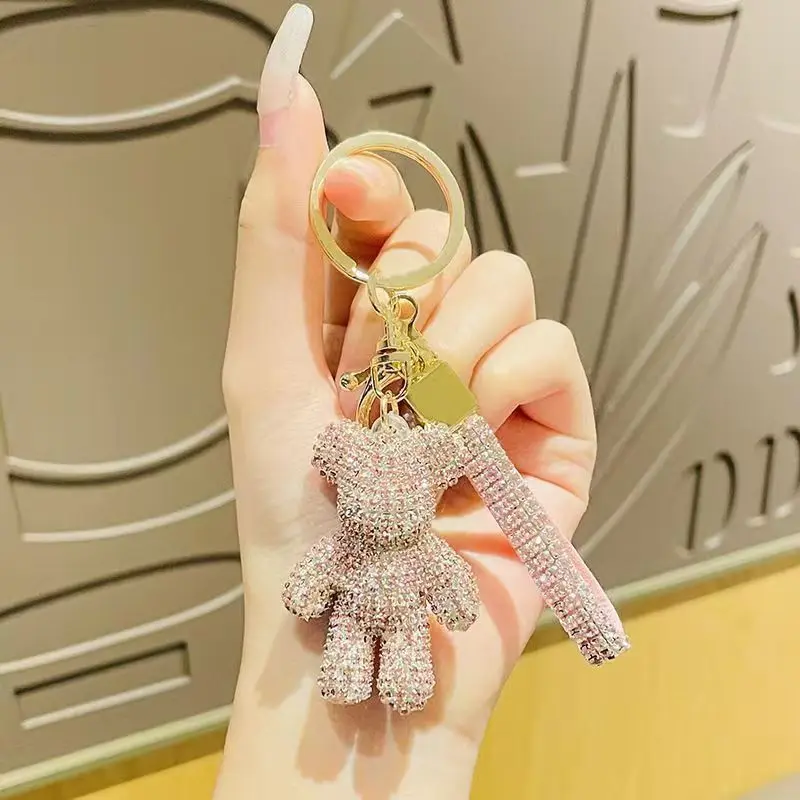 Pink Bear Keychain (Gold Edges)