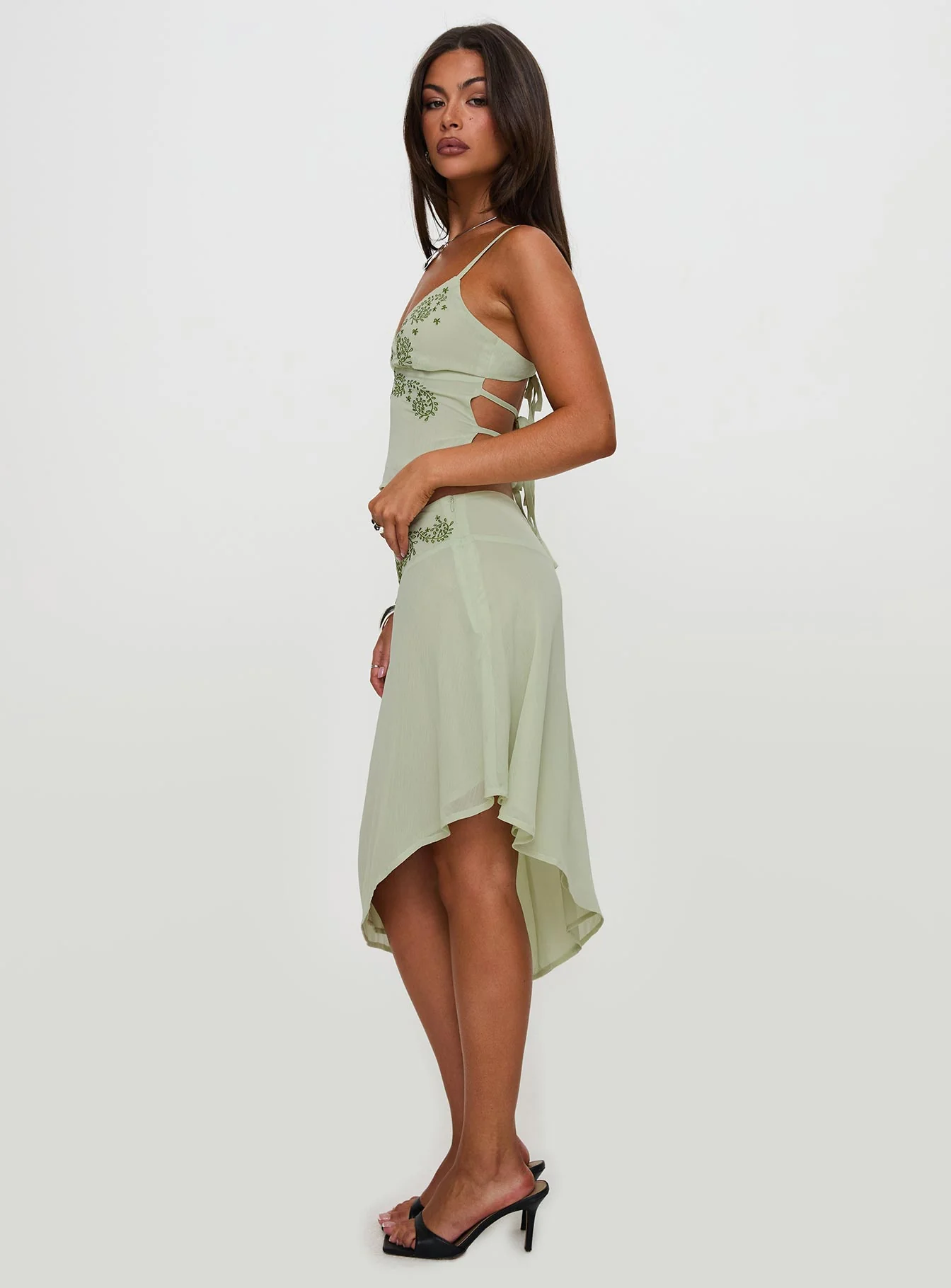 Pappilion Asymmetrical Midi Skirt Sage Petite