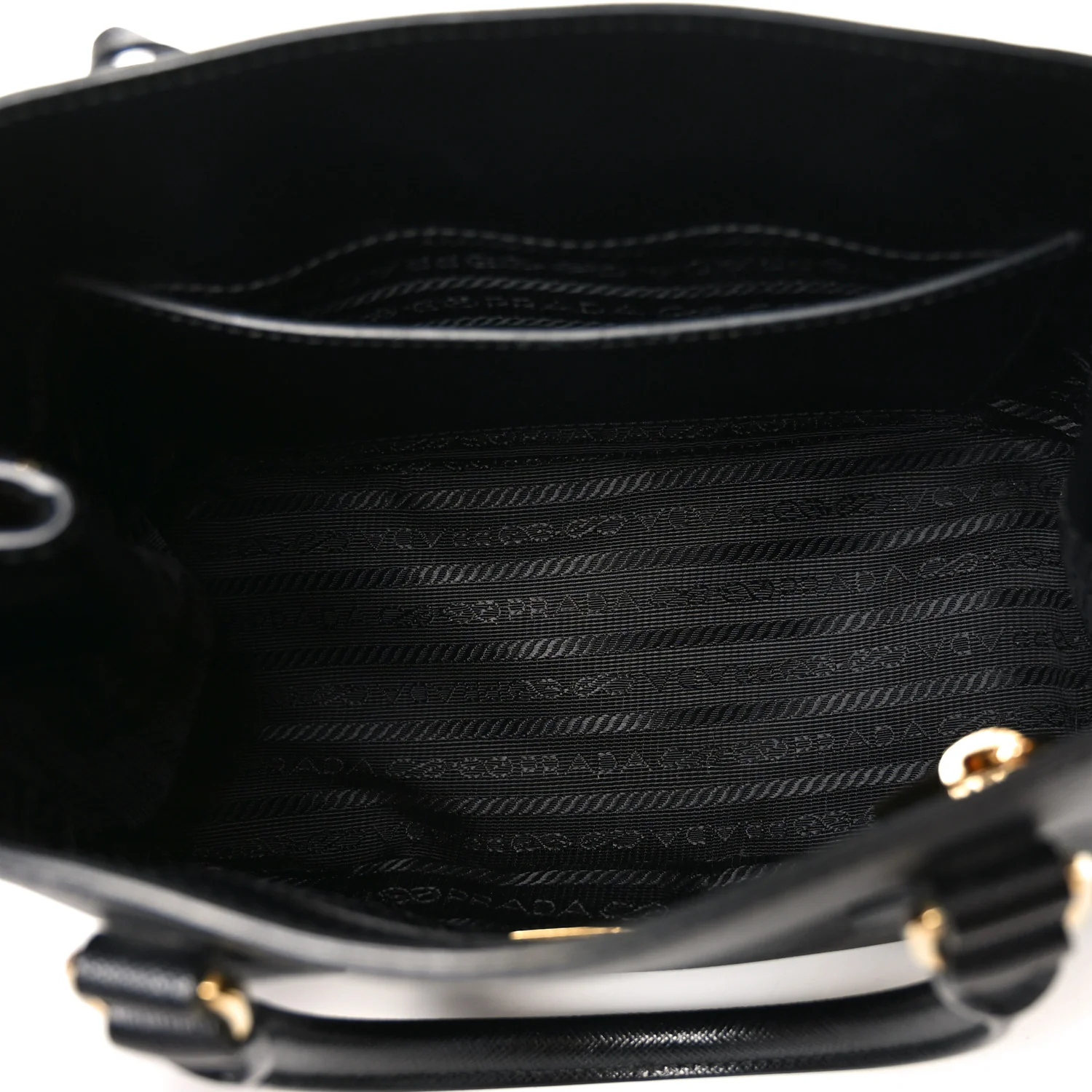 Saffiano Lux Micro Galleria Shoulder Bag Black - Top Club