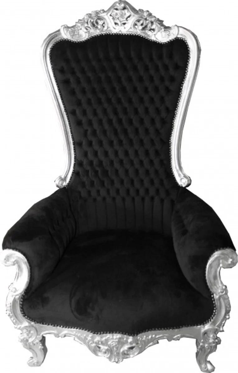 Baroque throne chair Majestic black/silver - giant chair - throne chair Tron