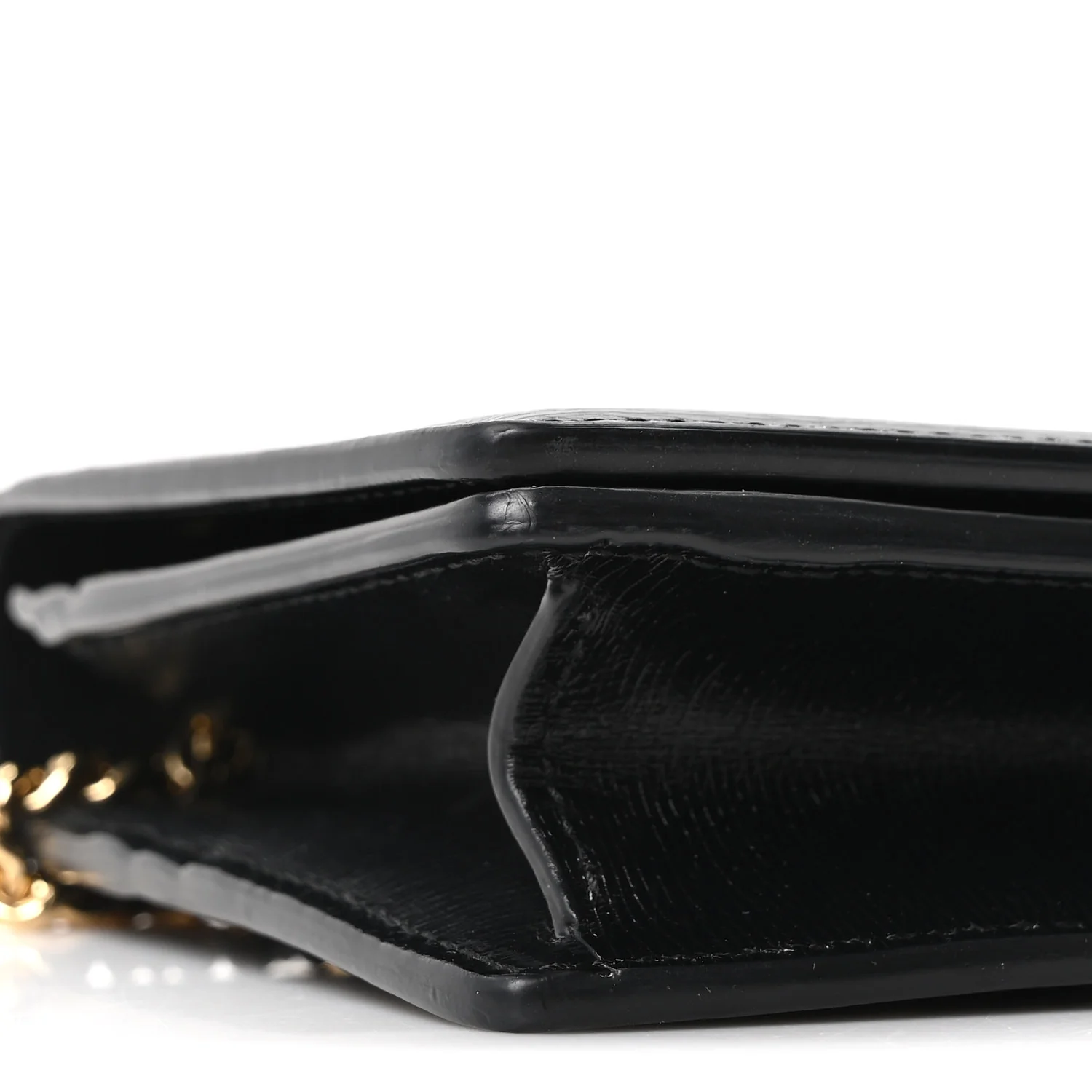 Textured Calfskin Script Logo Wallet On Chain Black - Top Club